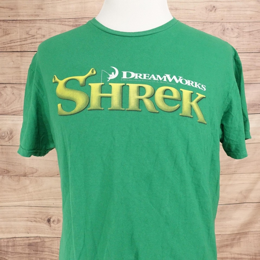 DreamWorks Shrek Shirt Mens XL Green Logo Graphic Tee T-Shirt Delta Soft